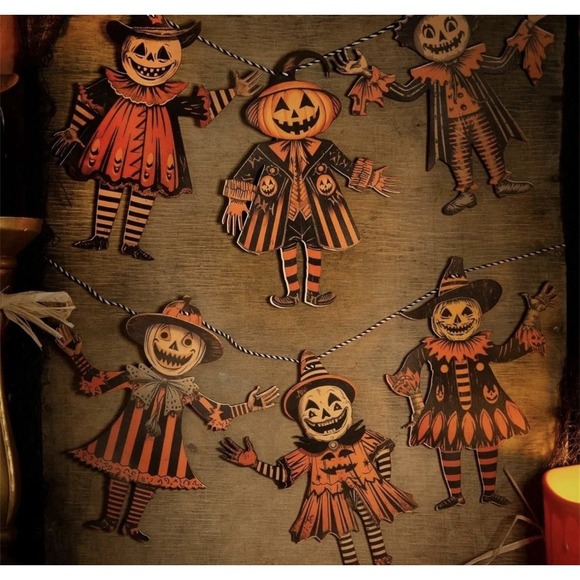 Vintage Halloween Decor Wood Banner 6PCS  Spooky Bunting Decor Pumpkin Skeleton - Picture 4 of 6